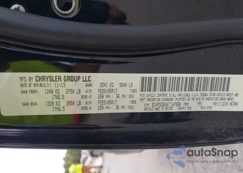 2014 Dodge Journey Sxt z USA, uszkodzony, nr VIN 3C4PDDBGXET167920